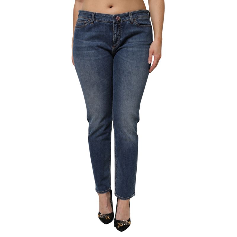 Dolce & Gabbana Blue Low Waist Cotton Skinny Denim Women's Jeans (Pre-Owned)
